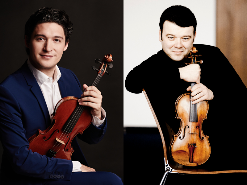 Erik Schumann links und Vadim Gluzman rechts, beide mit Violine | © Erik Schumann2(c)Kaupo Kikkas-VadimGluzman©MarcoBorggreve.jpg